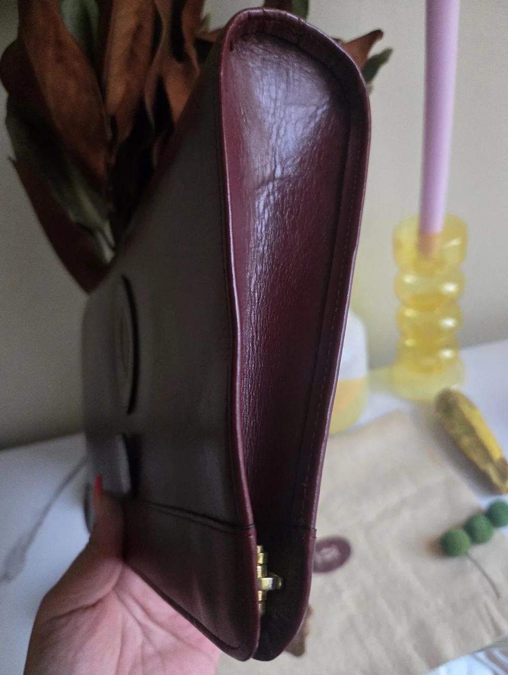 Vintage Cartier Burgundy Leather Portfolio Clutch Bag
